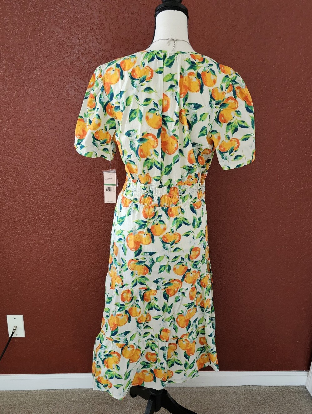 Nanette Lepore White Midi Dress with Orange Floral Print - Picture 5 of 10
